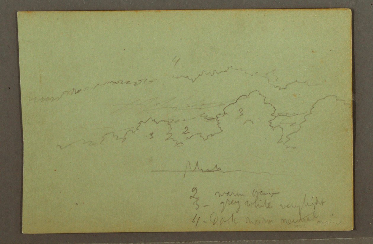 Tegning, studie af skyer, muligvis 1856 af Frederic Edwin Church