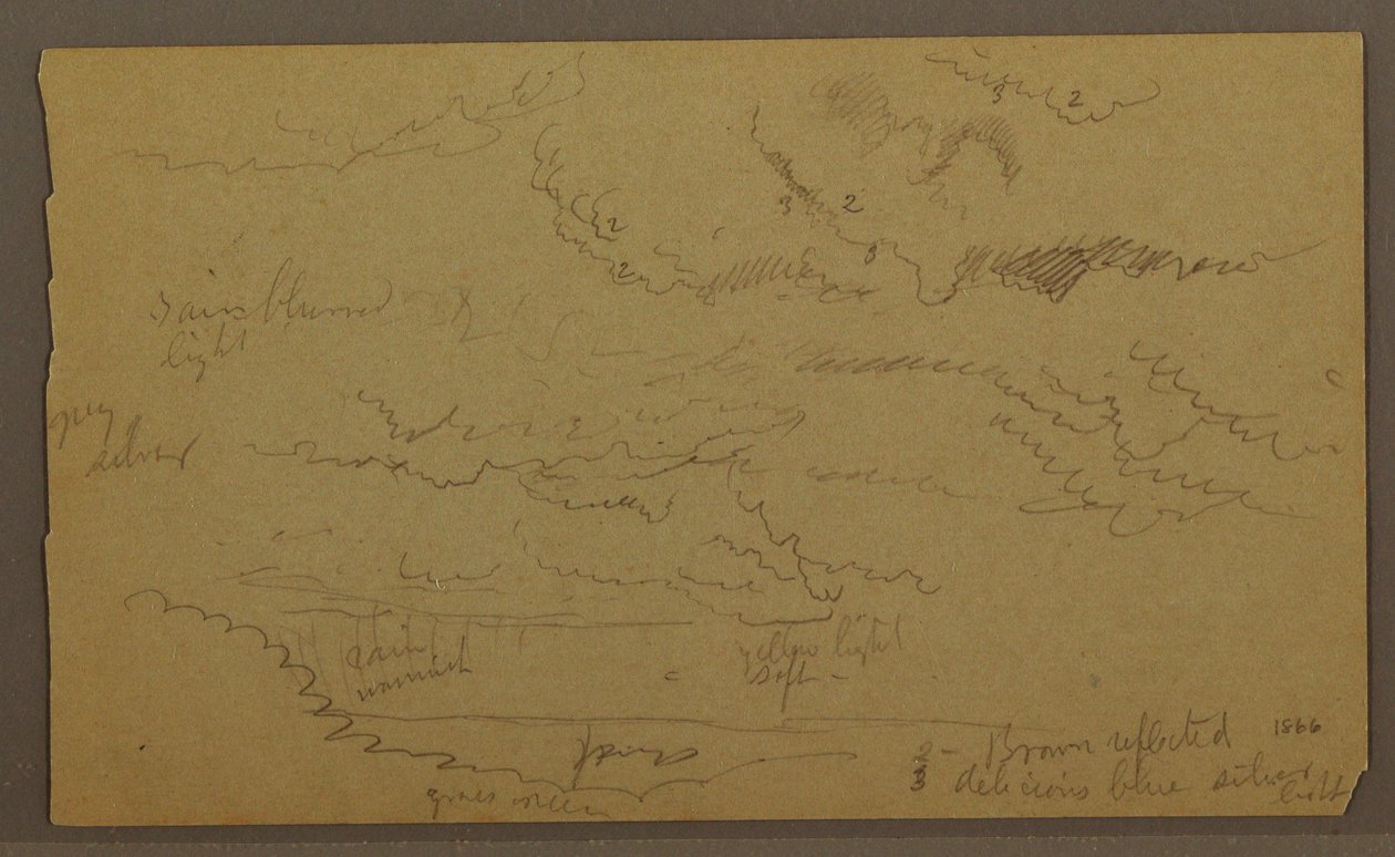 Tegning, studie af skyer, muligvis 1860 af Frederic Edwin Church