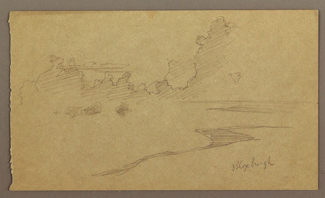 Tegning, Skyer og strand, "Bloxburgh", august 1865 af Frederic Edwin Church