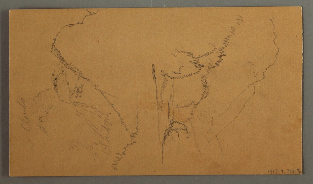 Tegning, Skyer over bjergtoppe, muligvis 1868 af Frederic Edwin Church