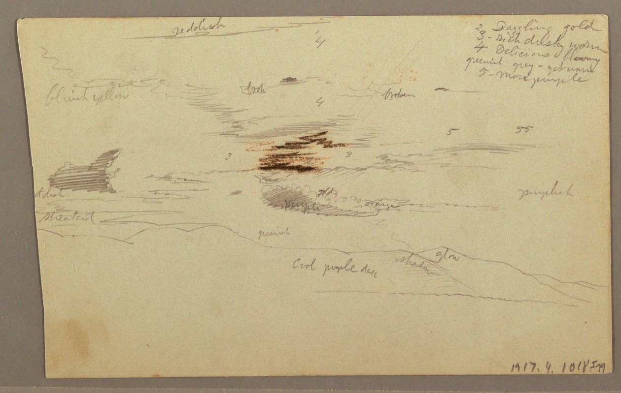 Tegning, Skyer over bjergkæden, 1863 af Frederic Edwin Church