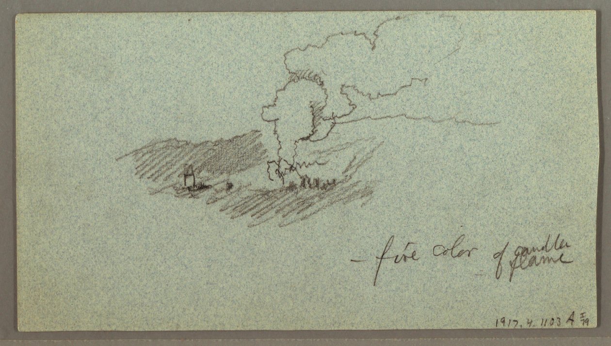 Tegning, Skyer over bjergkæde, lav sol, muligvis 1874 af Frederic Edwin Church