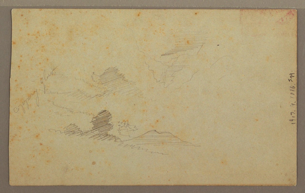 Tegning, overskyet himmel over dalen, juli 1863 af Frederic Edwin Church