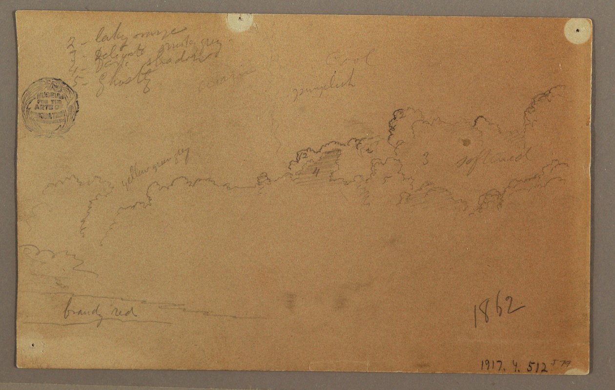 Tegning, overskyet himmel, 1863 af Frederic Edwin Church