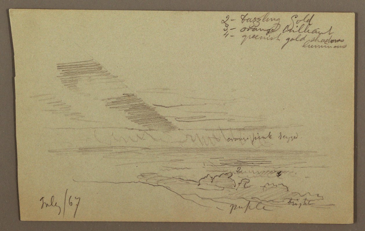 Tegning, Skyet himmel, 1867 af Frederic Edwin Church