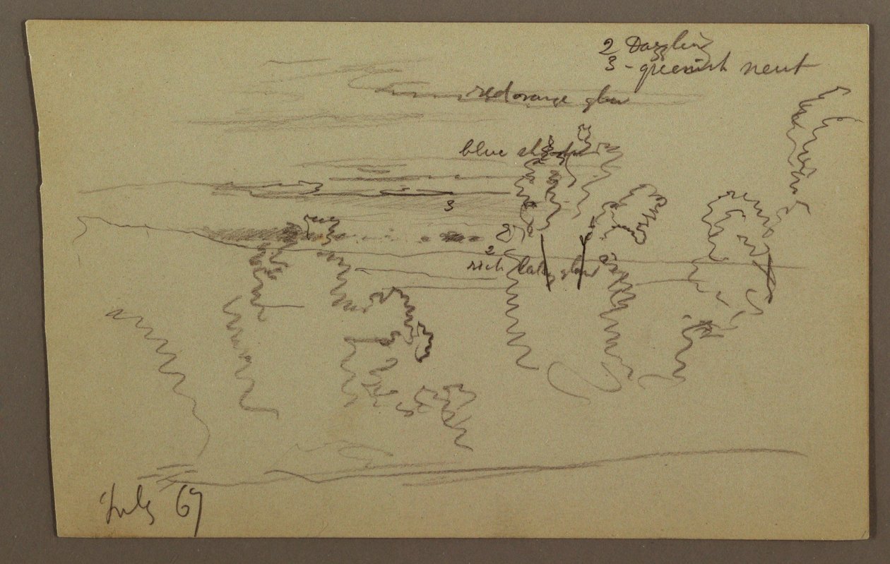 Tegning, Skyet himmel, 1867 af Frederic Edwin Church