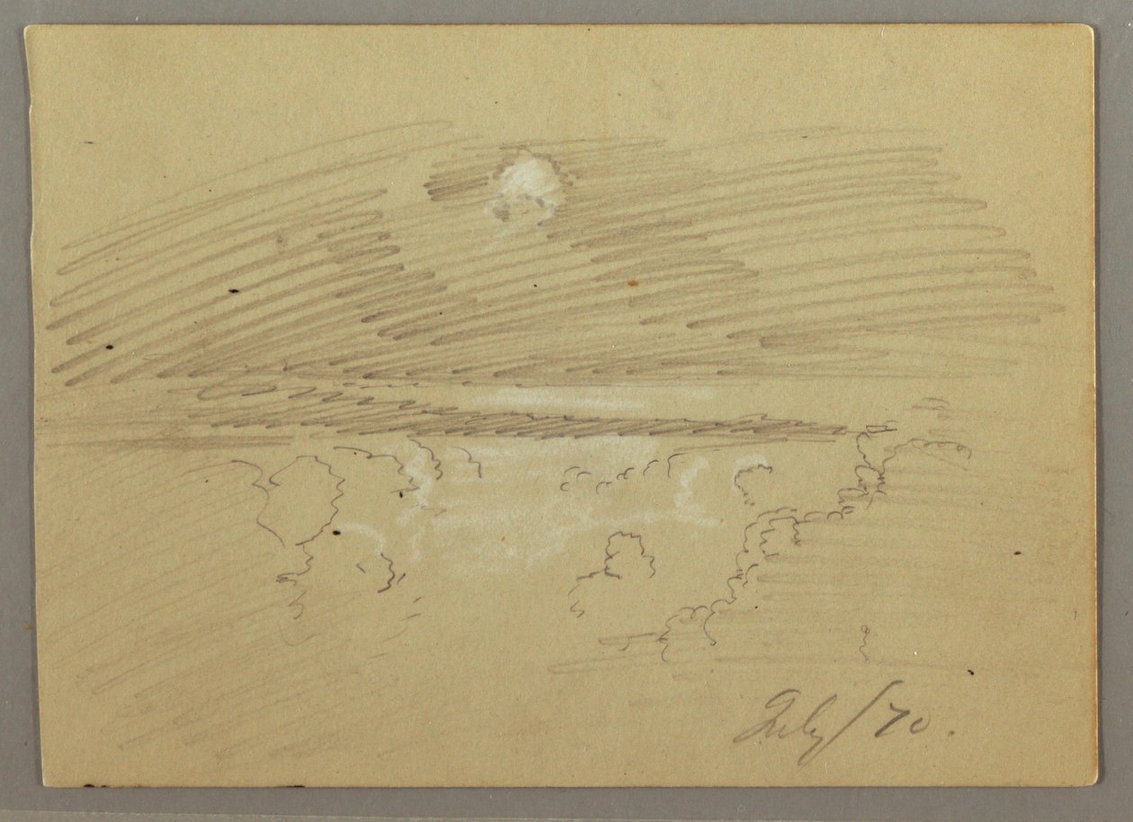 Tegning, overskyet himmel, juli 1870 af Frederic Edwin Church