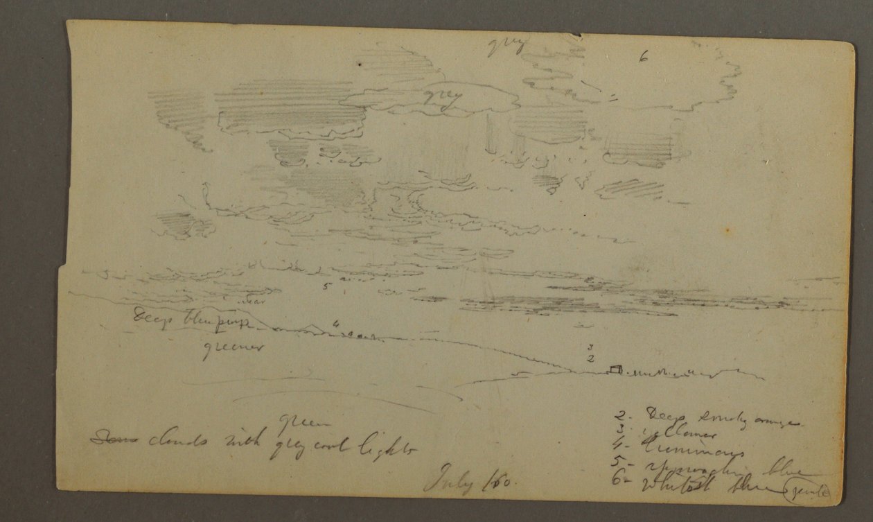 Tegning, Skyet himmel over bjergkamme (Maine), 1860 af Frederic Edwin Church