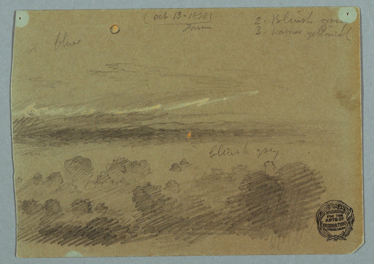 Tegning, overskyet himmel over bjerge, 19. juli 1866 af Frederic Edwin Church
