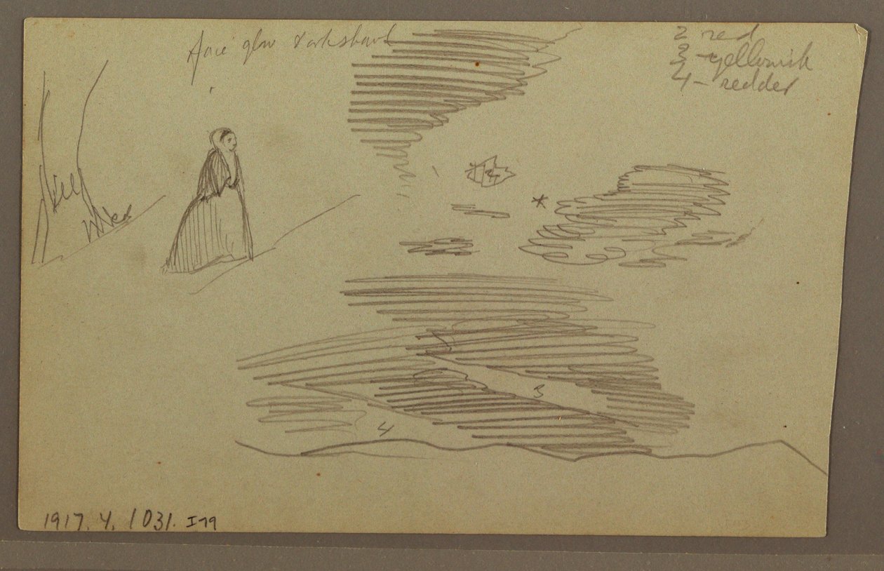 Tegning, Skyet himmel, muligvis 1860