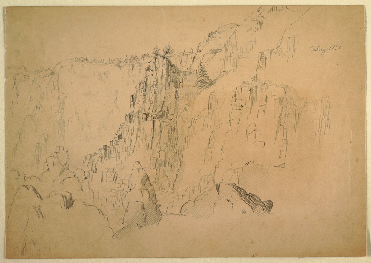 Tegning, Kyst med stejle klipper, august 1885 af Frederic Edwin Church