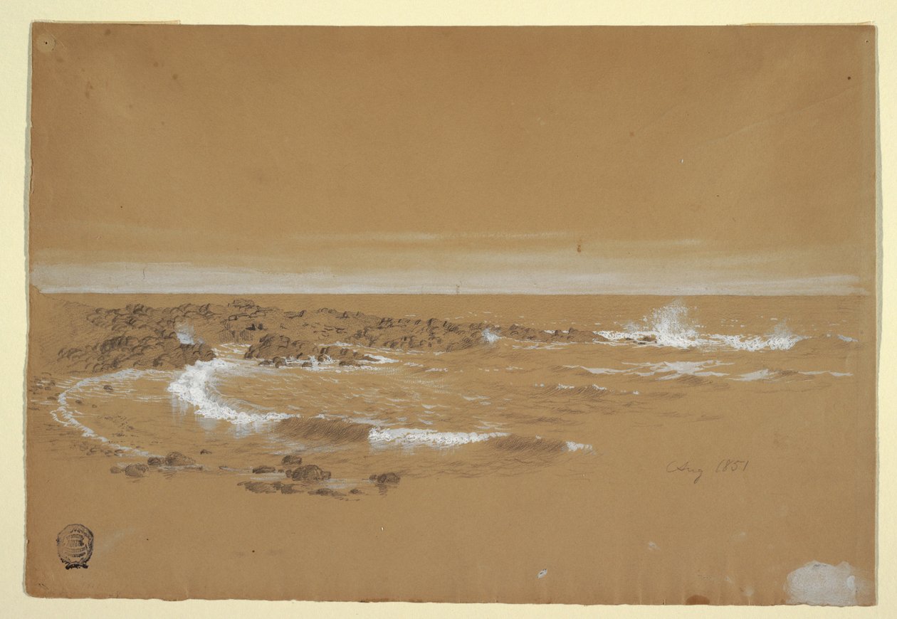 Tegning, kystlinje, Grand Manan, Canada, august 1851 af Frederic Edwin Church