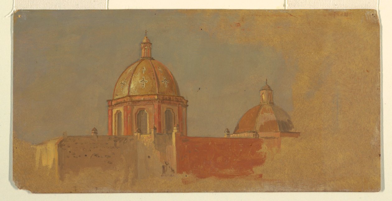 Tegning, Colombia eller Ecuador, kirketage, 1853 eller 1857 af Frederic Edwin Church