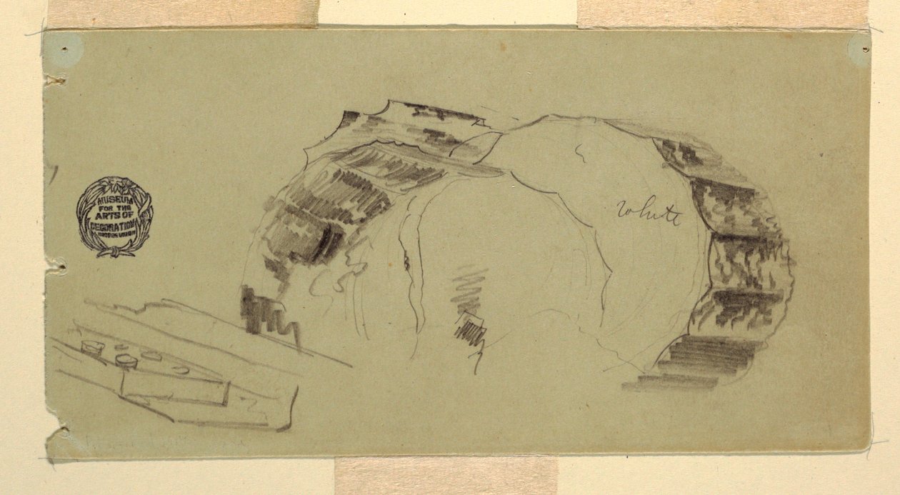 Tegning, søjle- og entablementfragmenter, Athen, april 1869 af Frederic Edwin Church