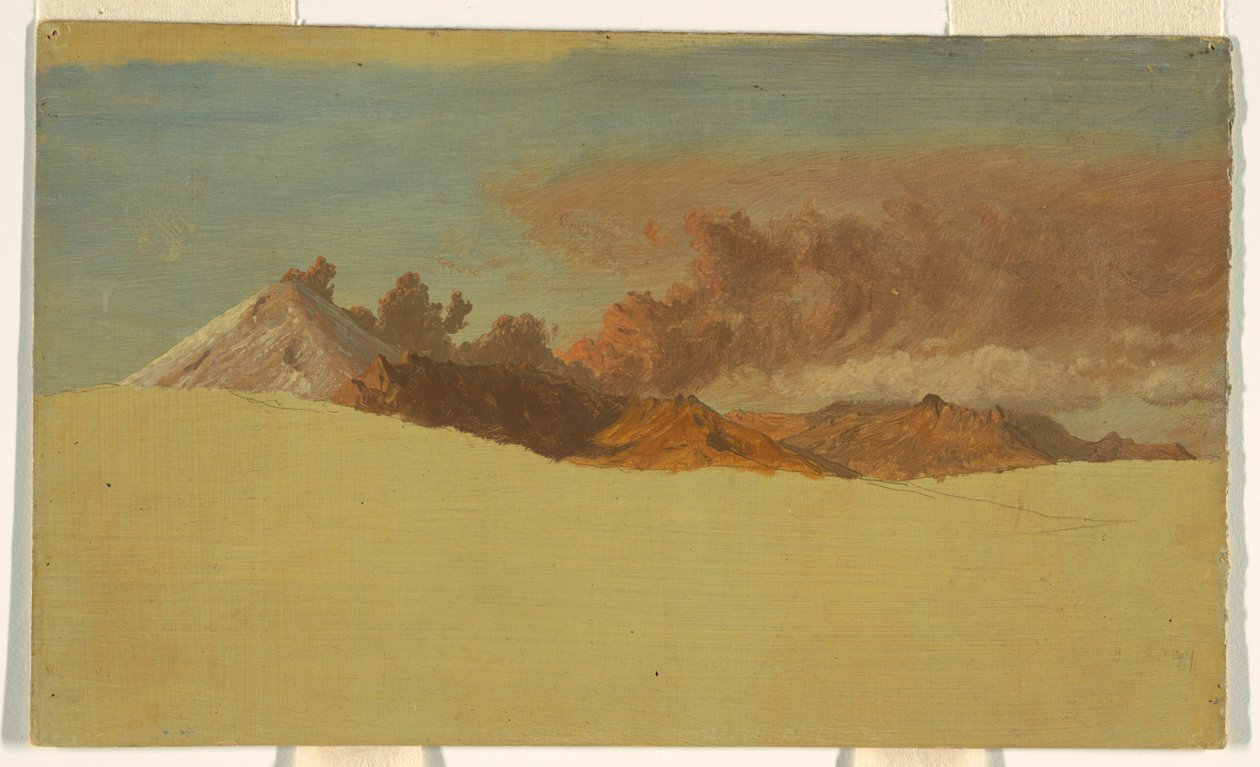 Tegning, Cotopaxi set fra Ambato, Ecuador, 1853 af Frederic Edwin Church