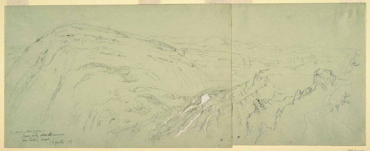 Tegning, fjerntliggende udsigt over Damaskus, Syrien, 1868 af Frederic Edwin Church