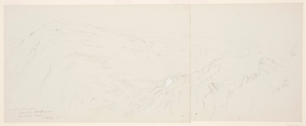 Tegning, fjerntliggende udsigt over Damaskus, Syrien, 7. maj 1868 af Frederic Edwin Church