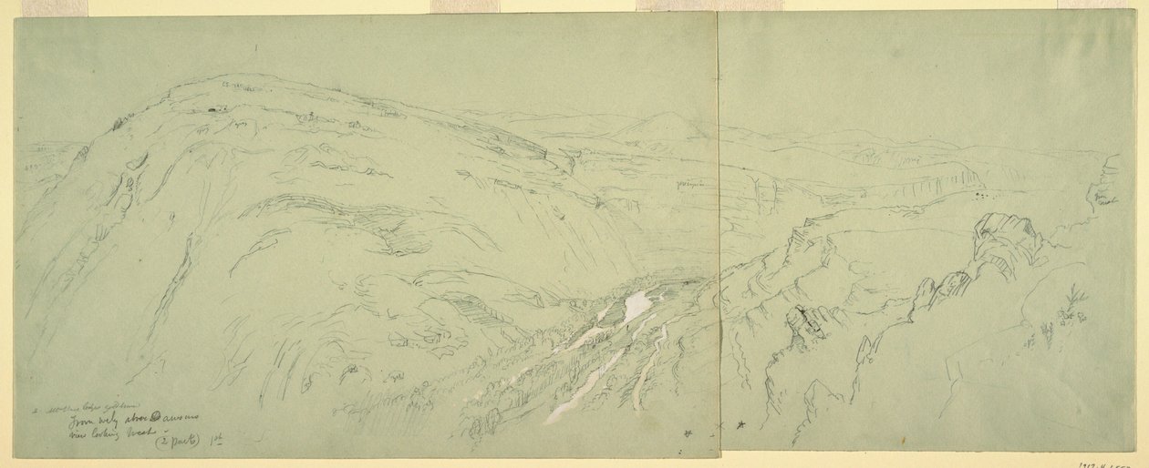 Tegning, fjerntliggende udsigt over Damaskus, Syrien, 7. maj 1868 af Frederic Edwin Church