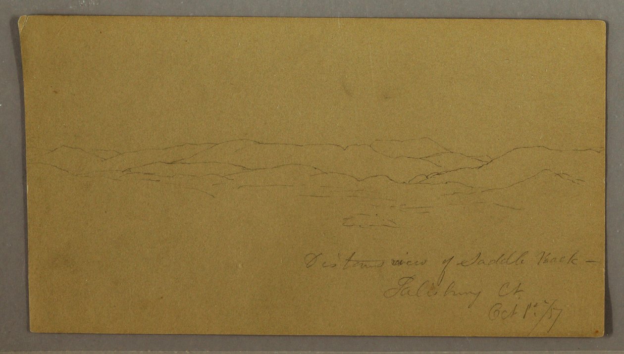 Tegning, fjern udsigt over Saddleback Mountain, Maine, 1. oktober 1867 af Frederic Edwin Church
