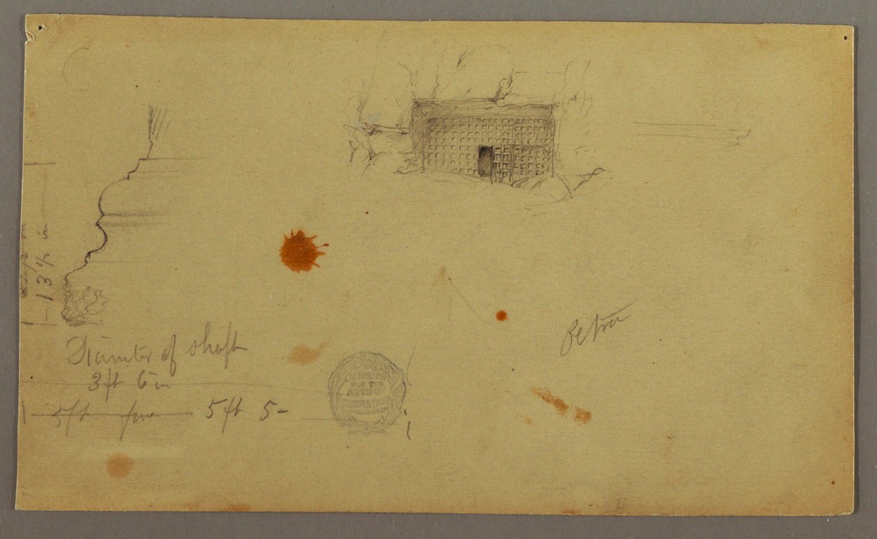 Tegning, Kuppelhus, Hus med trappe, februar, muligvis 1868 af Frederic Edwin Church