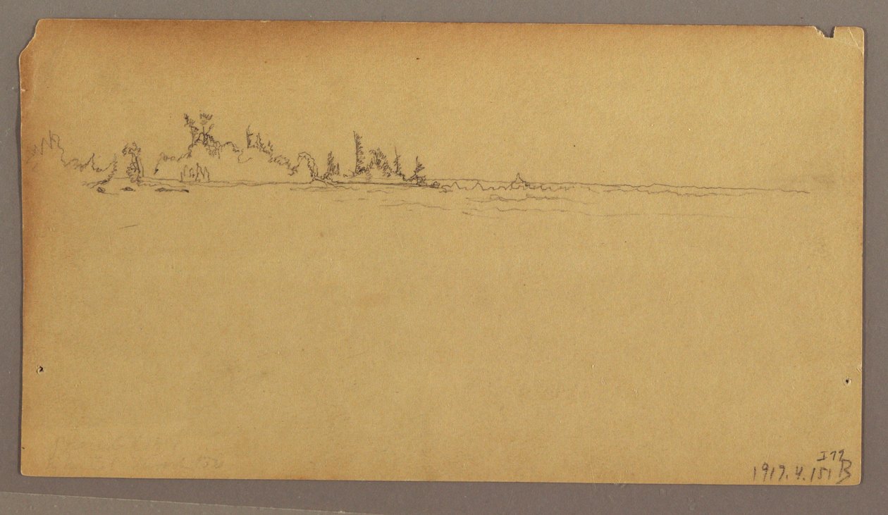 Tegning, Dobbelt regnbue over vandfaldet, Niagara River, muligvis 1858 af Frederic Edwin Church