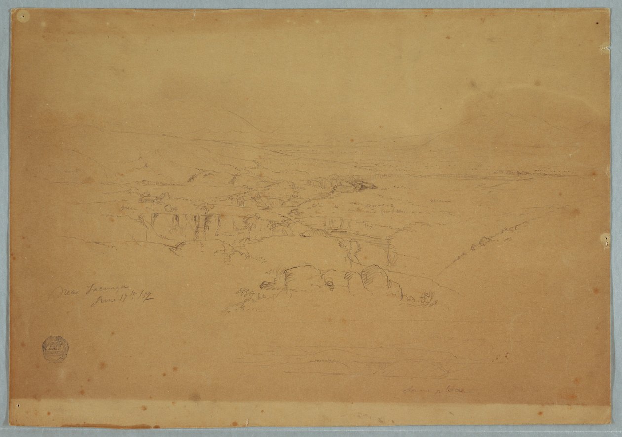 Tegning, Tegning.  Skitser.  Landskab, "Nær Tacunga", Ecuador, 17. juni 1857 af Frederic Edwin Church