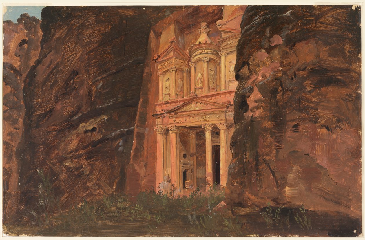 Tegning, El Khasneh, Petra, sidst i februar 1868 af Frederic Edwin Church