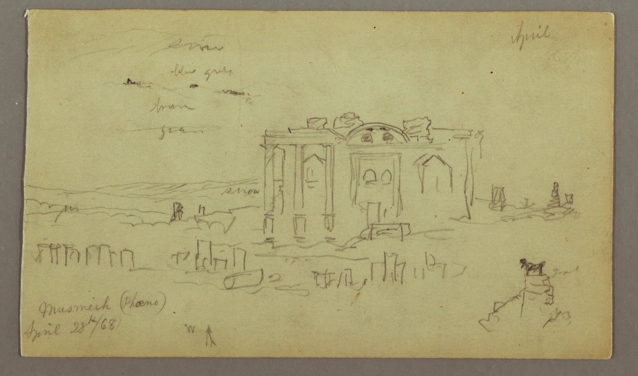 Tegning, Facade af Parrelorium, 28. april 1868 af Frederic Edwin Church