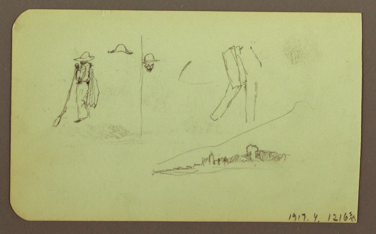 Tegning, fabrik; bagside: figurer, 1883 af Frederic Edwin Church