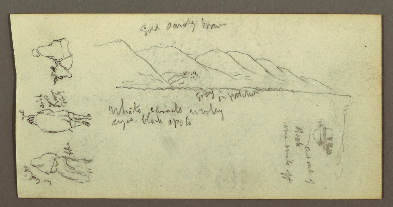 Tegning, Figurstudie, bjergkæde, muligvis 1868 af Frederic Edwin Church