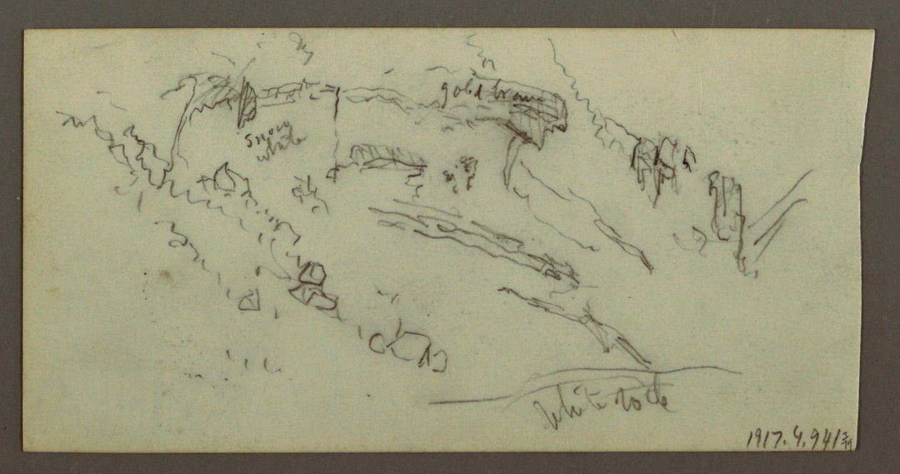 Tegning, Figurstudie, bjergkæde, muligvis 1868 af Frederic Edwin Church