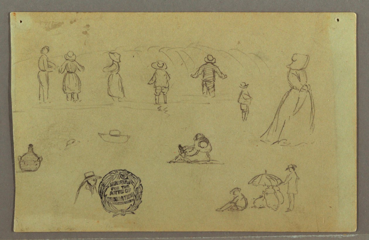 Tegning, Figurstudier ved brændingen, muligvis 1857-58 af Frederic Edwin Church