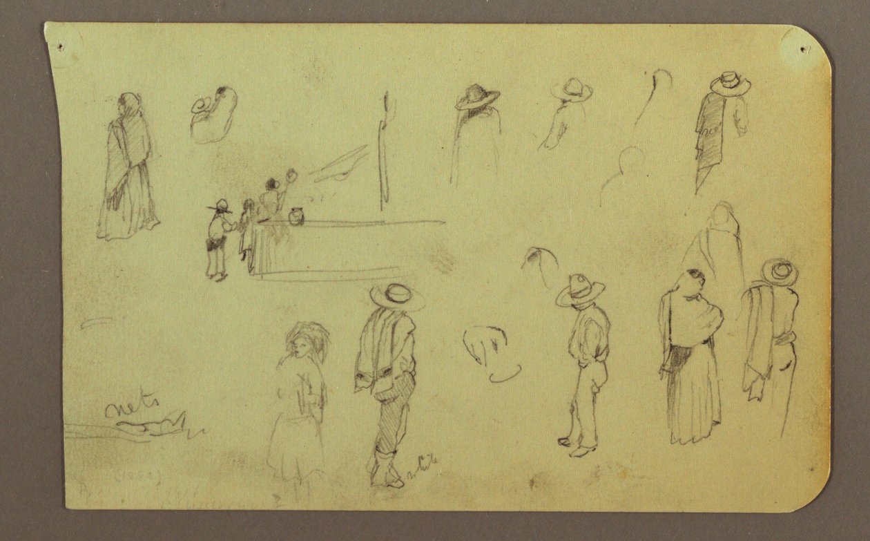 Tegning, figurer, bagside: Figur, landskab, 1883 af Frederic Edwin Church