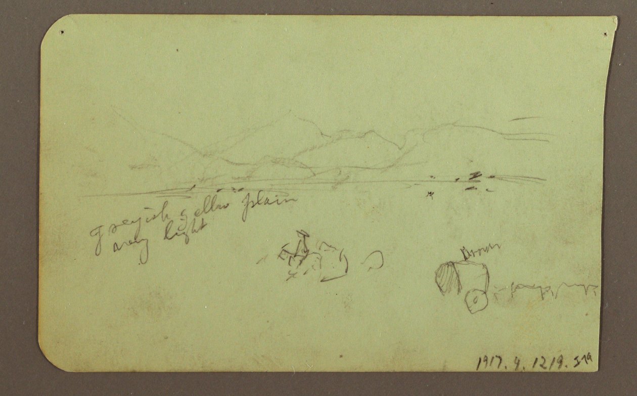 Tegning, figurer, bagside: Figur, landskab, 1883 af Frederic Edwin Church