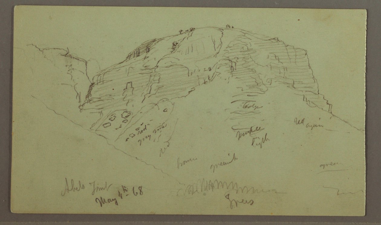 Tegning, Flat Rocky hill, 4. maj 1868 af Frederic Edwin Church