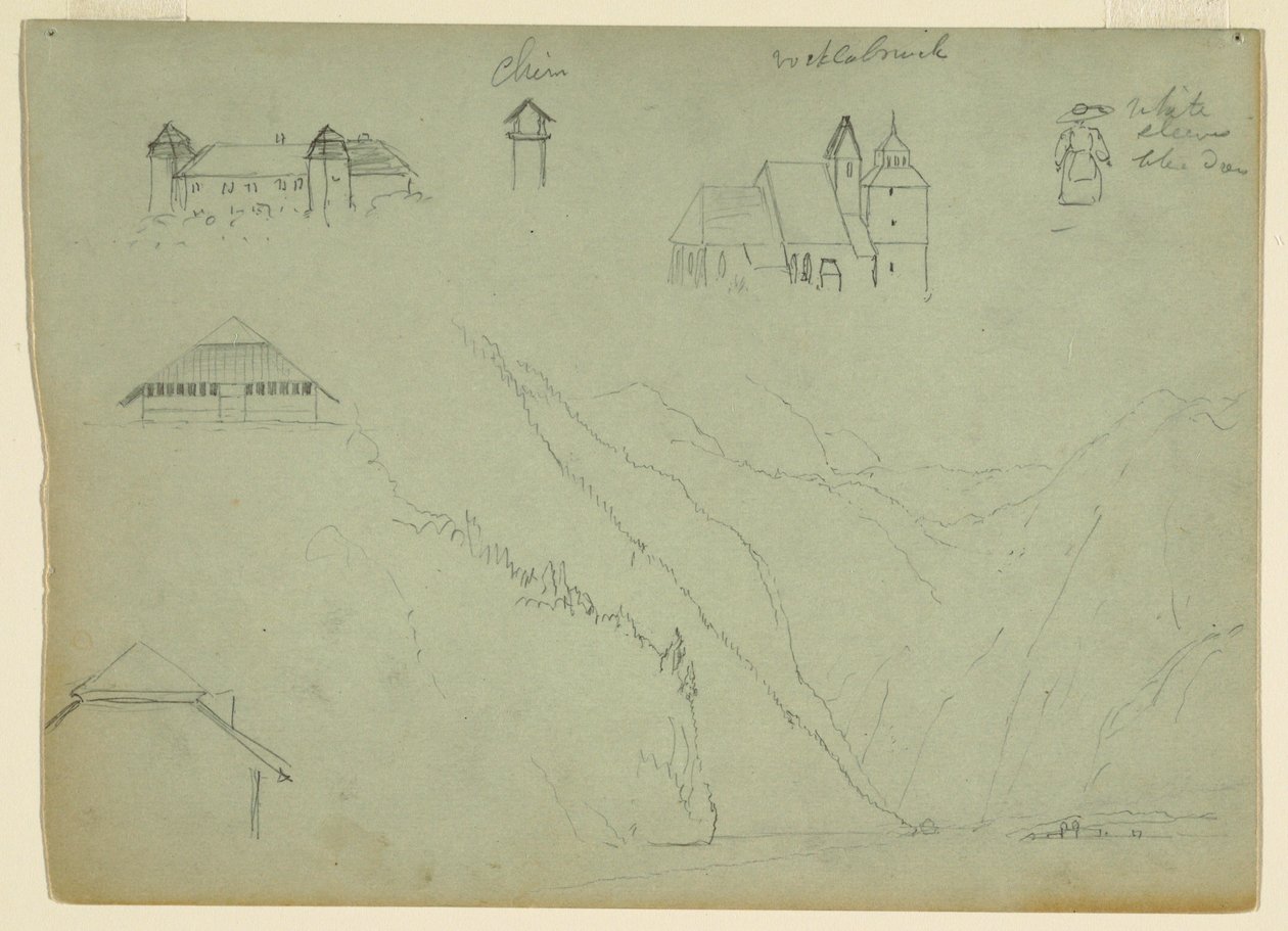 Tegning, Fra Salzkammergut, Østrig og Konigssee, nær Berchtesgaden, Bayern, juli 1868 af Frederic Edwin Church