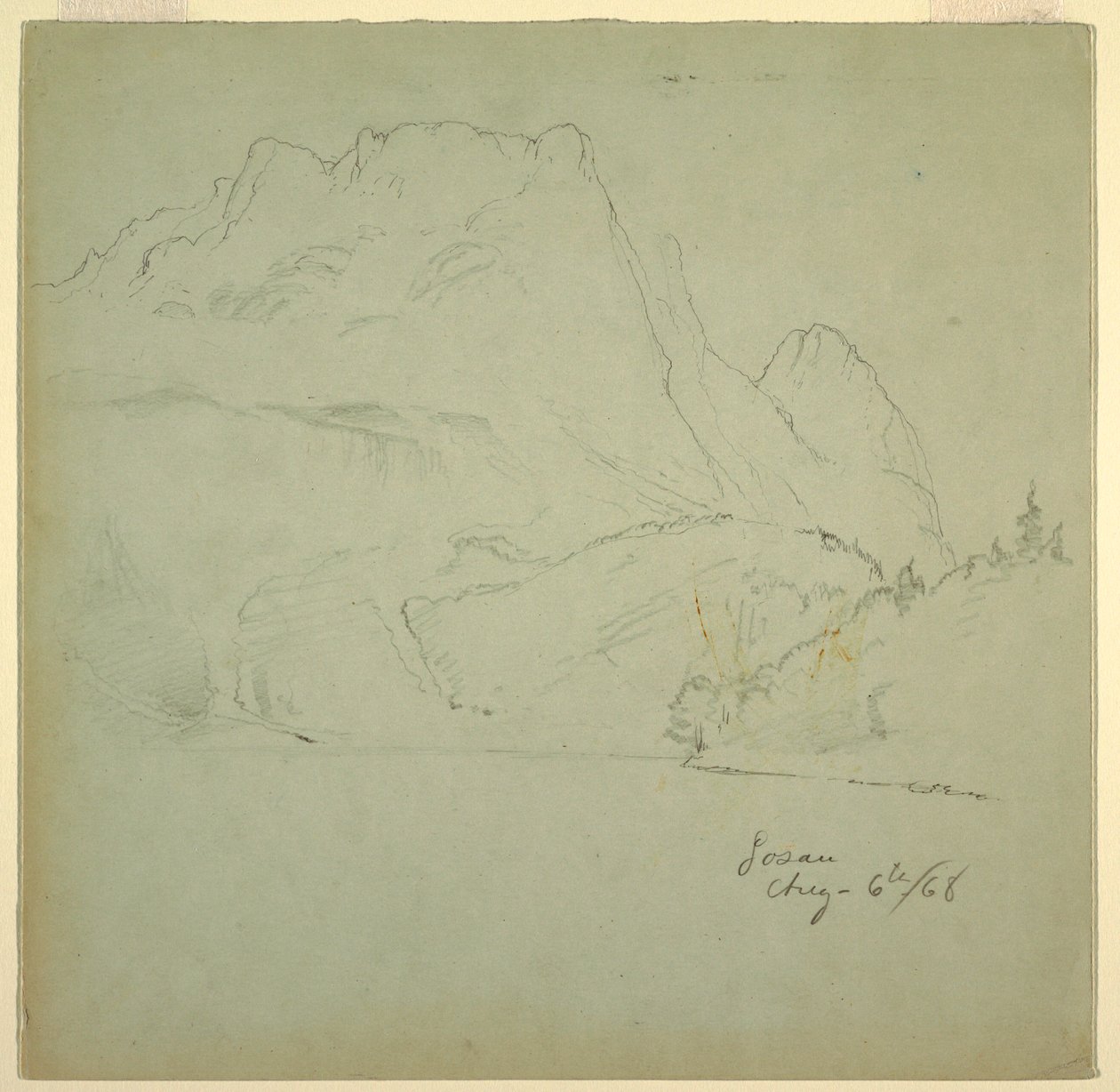 Tegning, fra en af Gosau-søerne, Salzkammergut, 6. august 1868 af Frederic Edwin Church