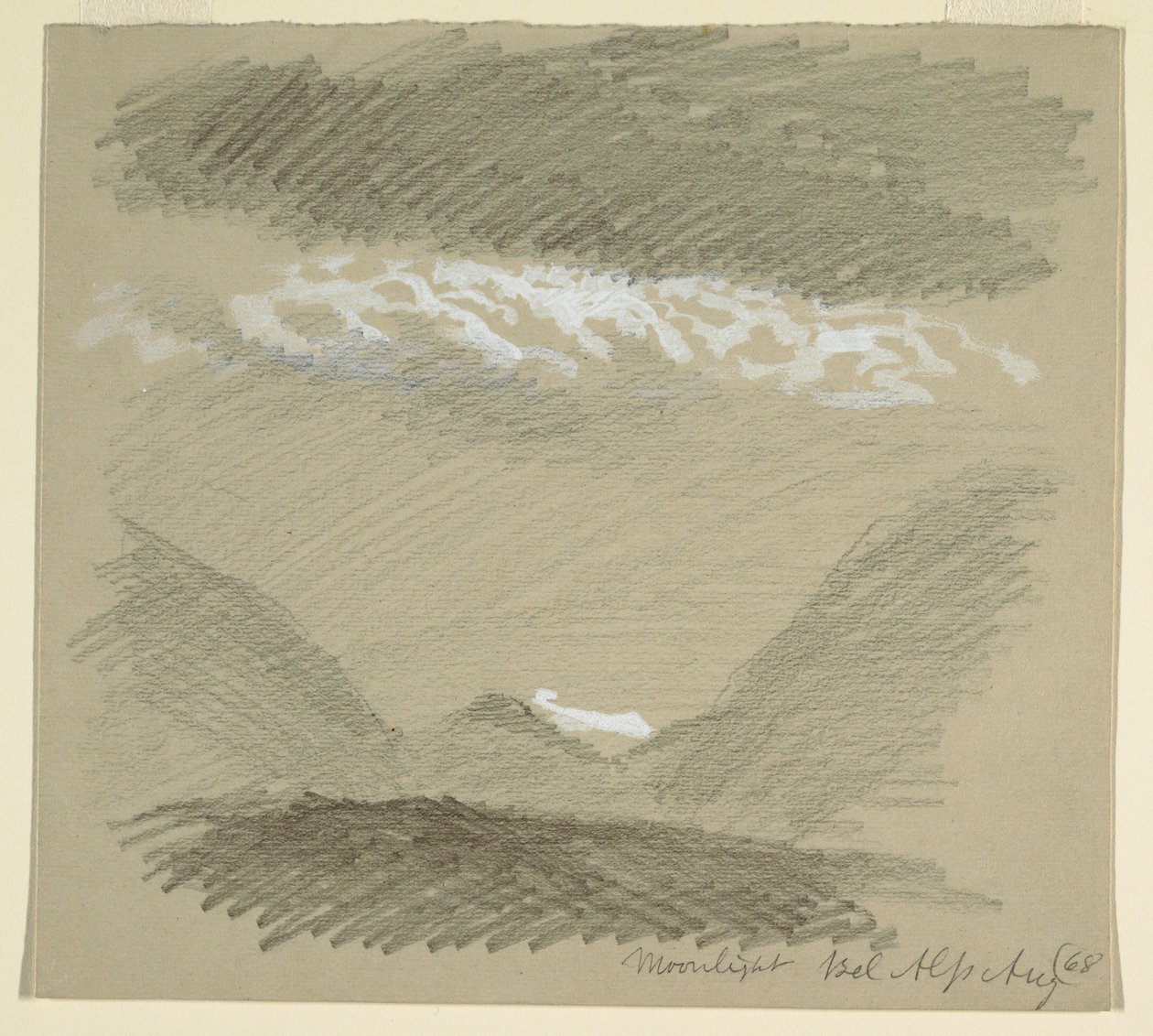 Tegning, Fra de bernske alper, Bel Alp, august 1868 af Frederic Edwin Church