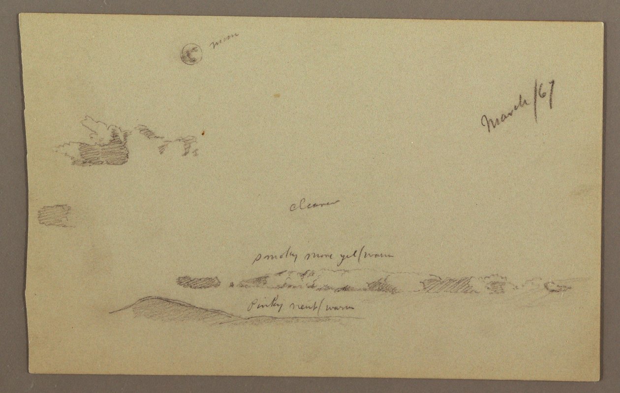 Tegning, fuldmåne, skyer, 1860