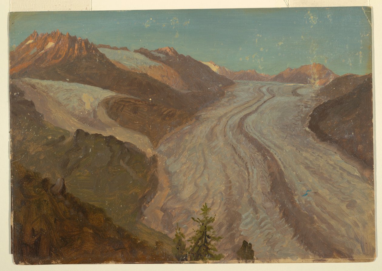 Tegning, Store Aletasch-gletsjer, Schweiz, august 1868 af Frederic Edwin Church