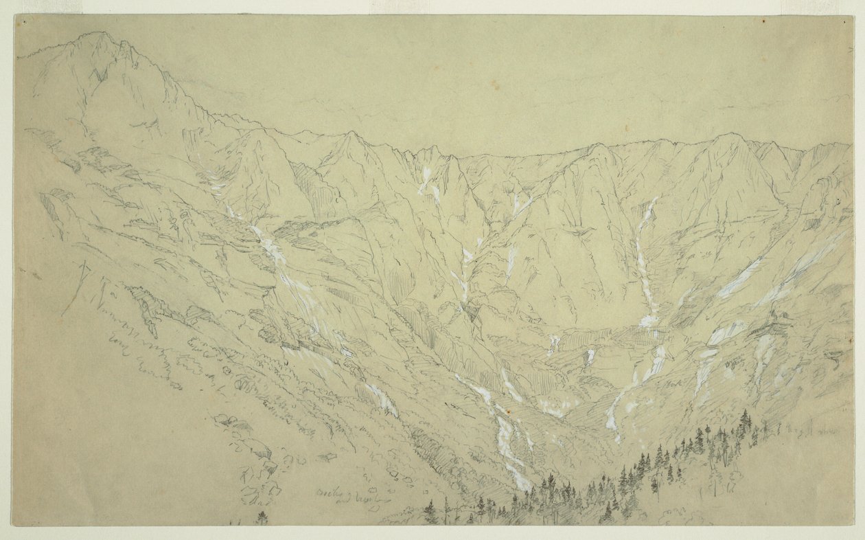 Tegning, Great Basin, Mt. Katahdin, ca. 1877 af Frederic Edwin Church