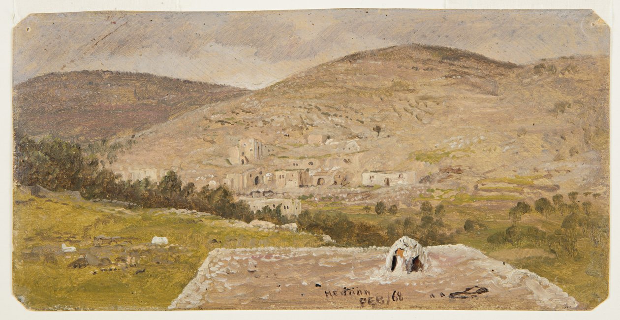 Tegning, Hebron, oversigt, februar 1868 af Frederic Edwin Church