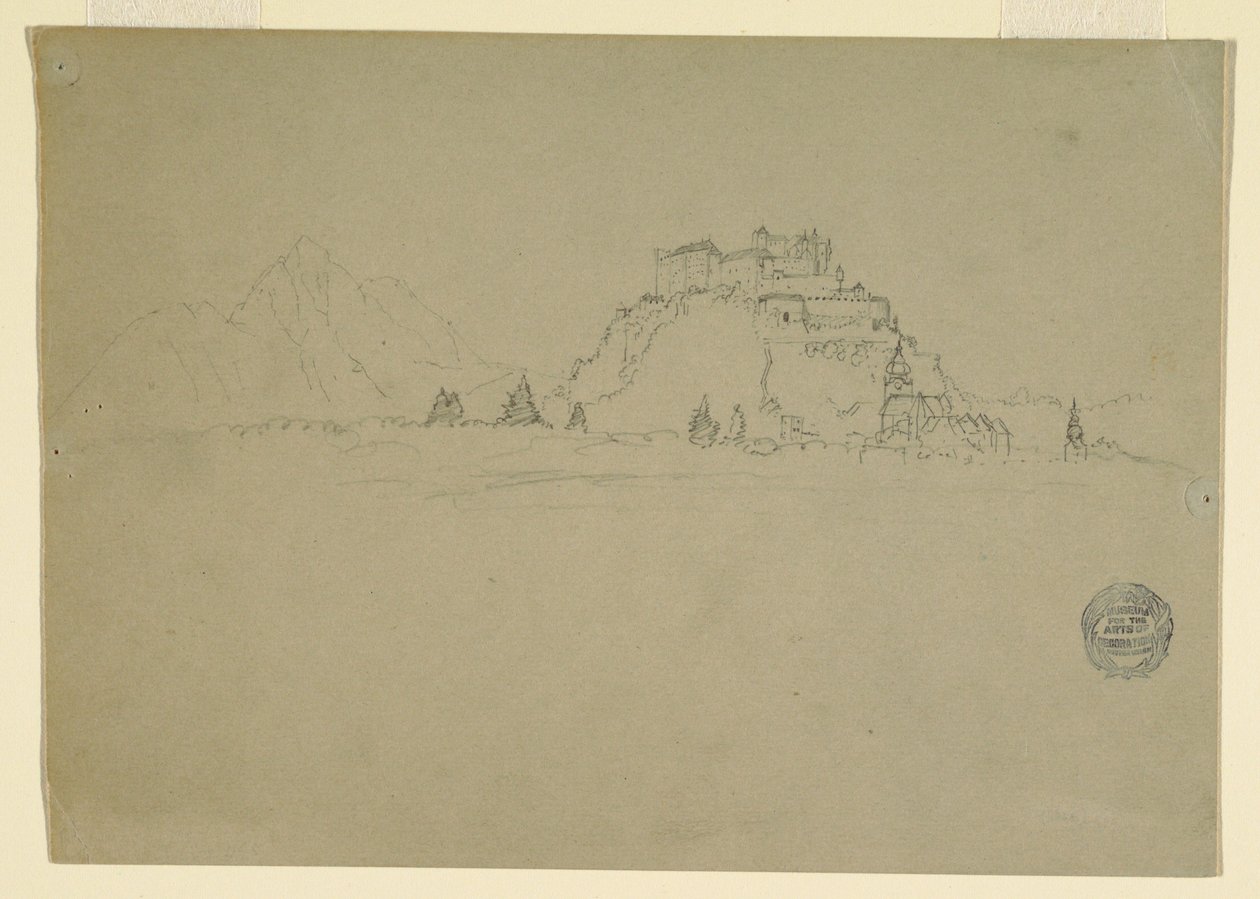 Tegning, Hehensalzburg, Østrig (bagside), 1868 af Frederic Edwin Church