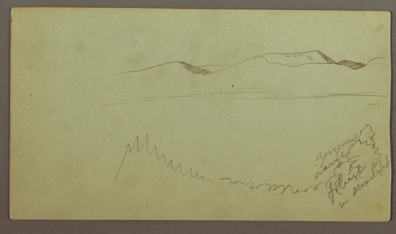 Tegning, bjergkæde over en slette, muligvis 1868 af Frederic Edwin Church