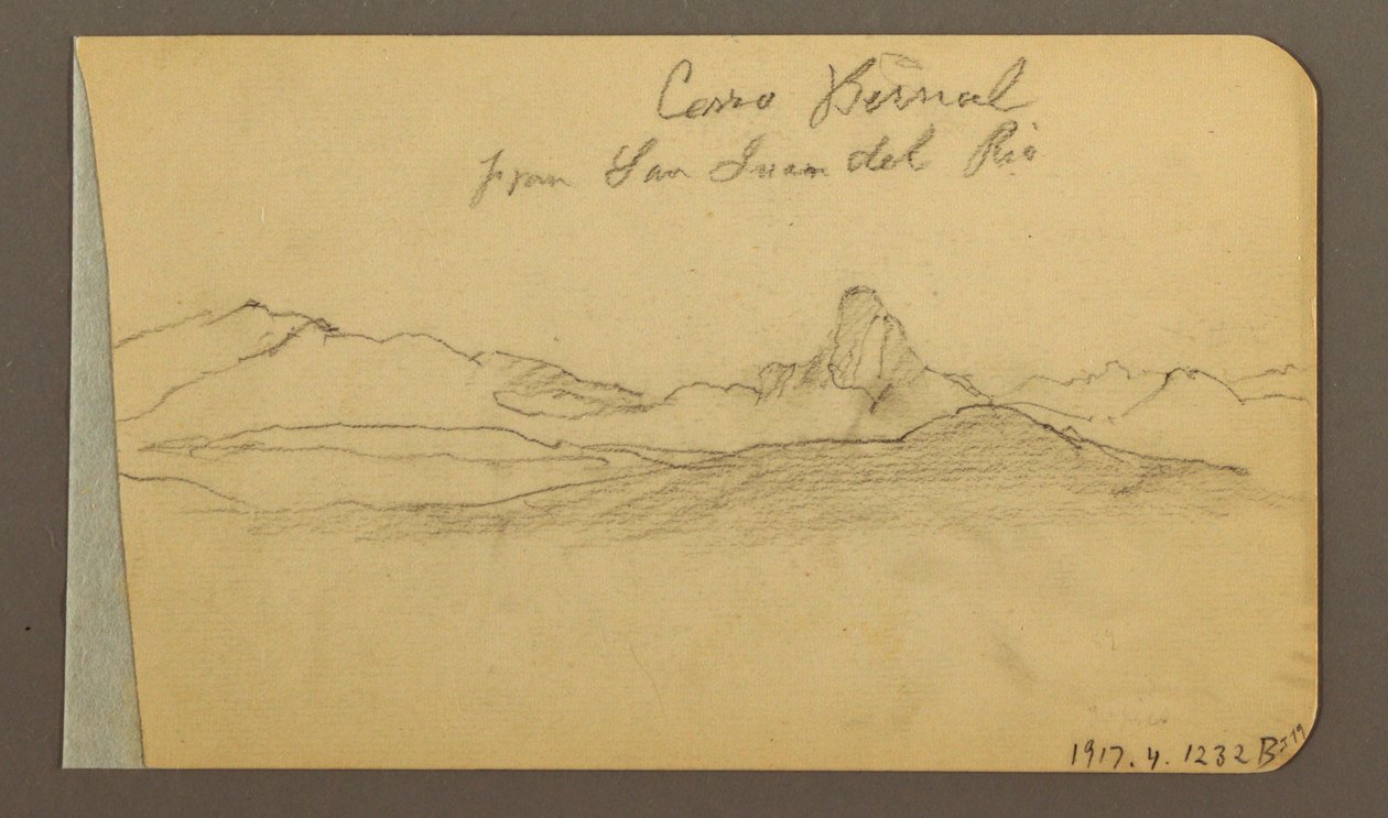 Tegning, bakke- og bjergkæder, San Bernal Peak, 1889 af Frederic Edwin Church