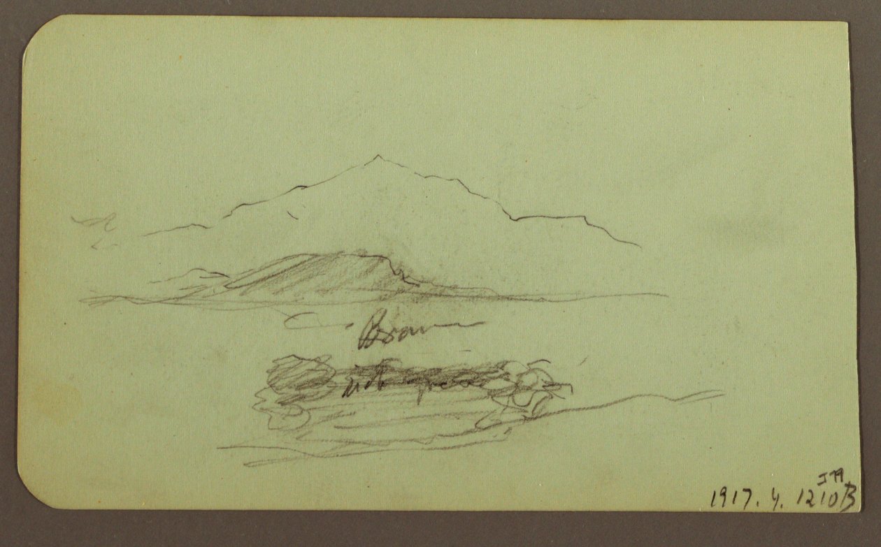Tegning, bakker, kvæg; bagside: landskab, 1883 af Frederic Edwin Church