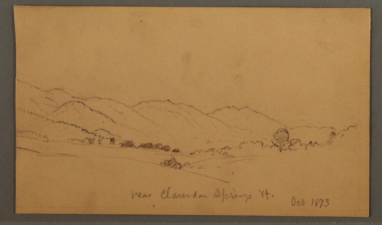 Tegning, Bakker og dal, oktober 1873 af Frederic Edwin Church
