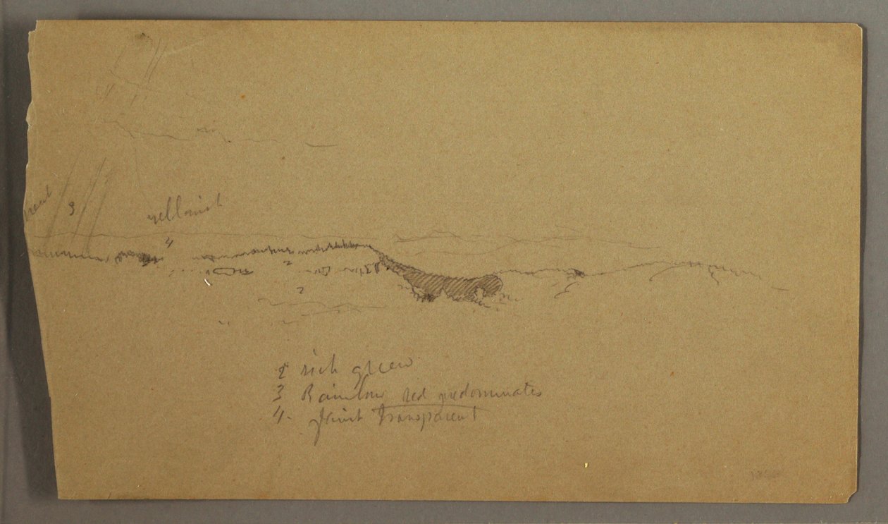 Tegning, Bakker, regnbue, muligvis 1865-66 af Frederic Edwin Church