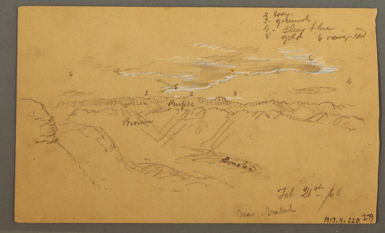 Tegning, Hillside, februar 1869  af Frederic Edwin Church