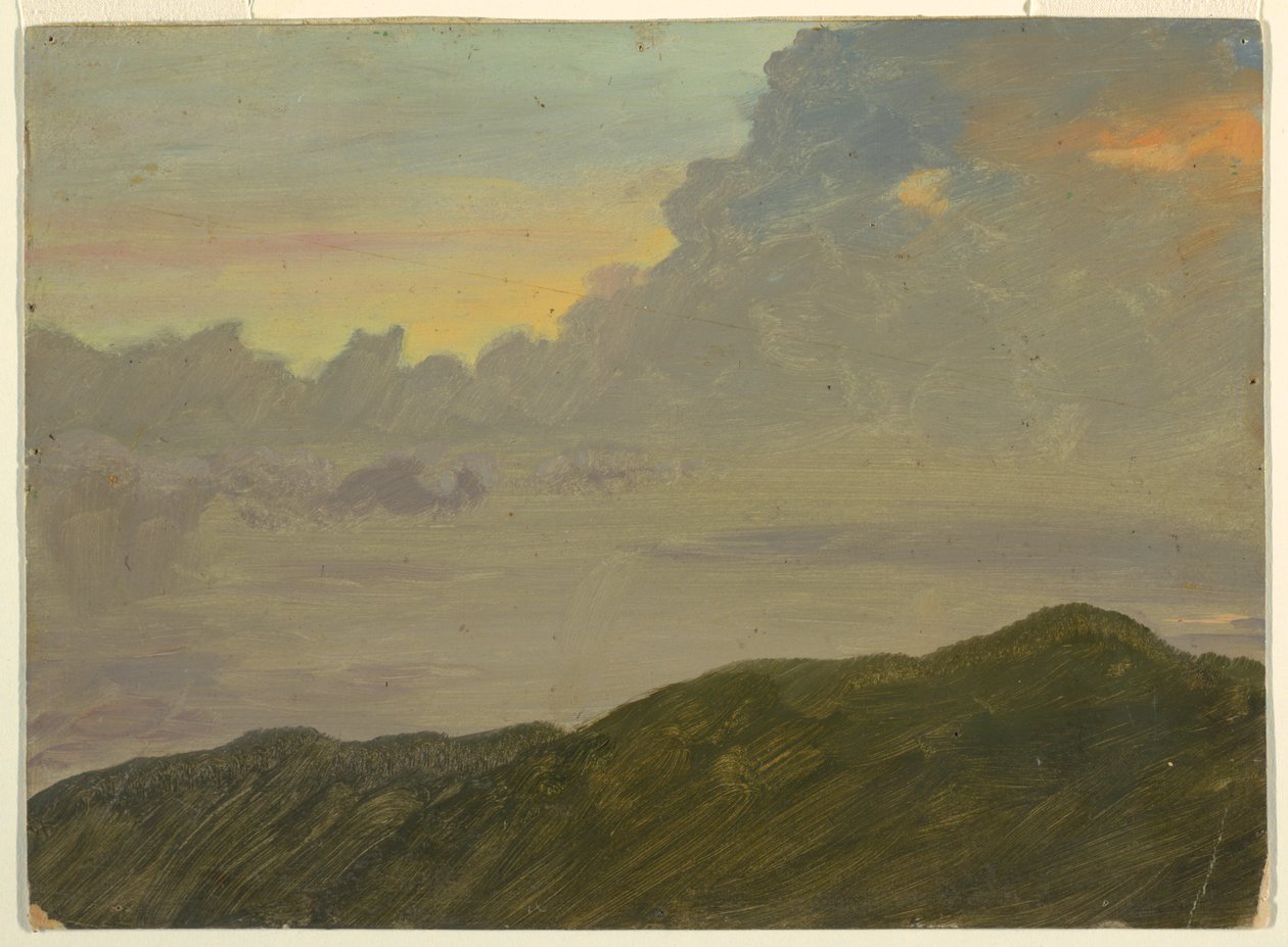 Tegning, Bakketop og skyer, 1865-66 af Frederic Edwin Church